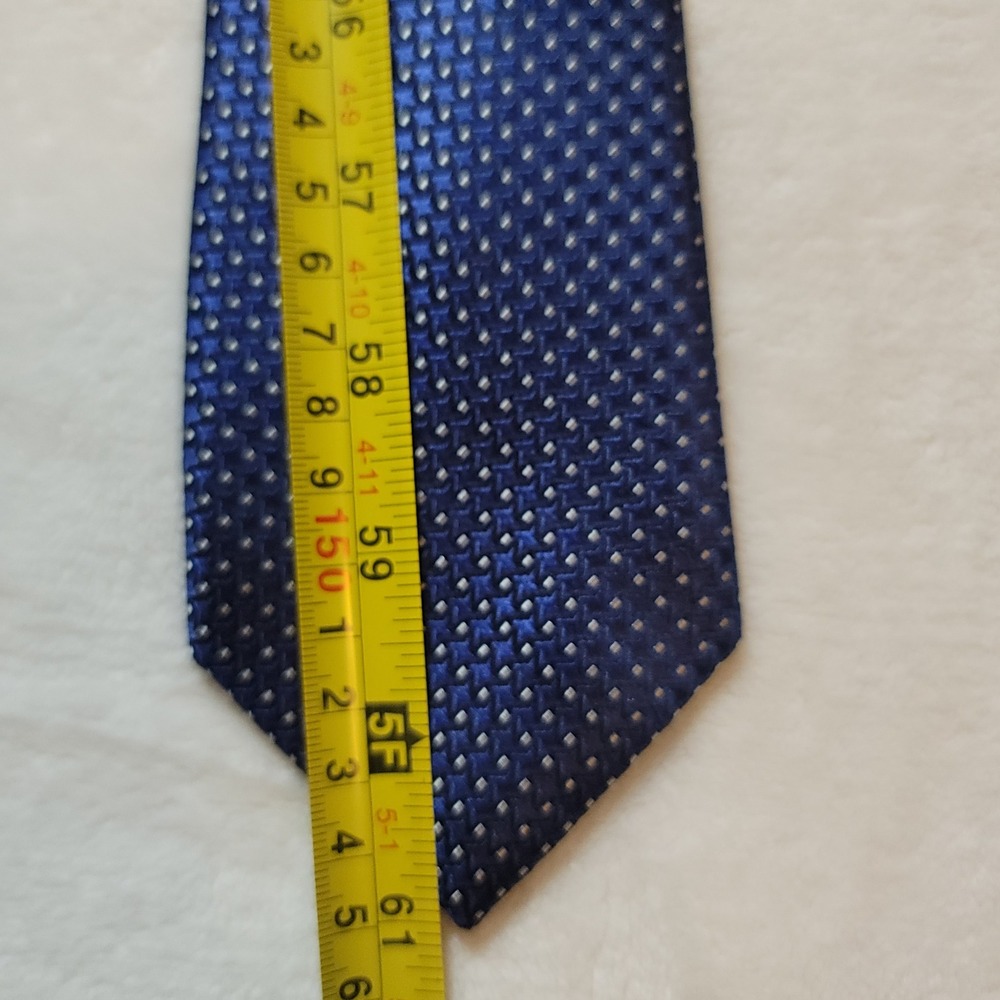 Broletto Necktie Mens OS Blue Geometric Micro Pattern 100% Silk Classic Tie - Picture 6 of 8